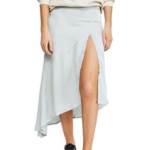Free People Womens Lola Asymmetric Ruffled Skirt Blue 10